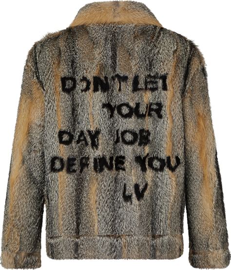 grey lv coat|Louis Vuitton Grey Fur 'LV Lettering' Jacket .